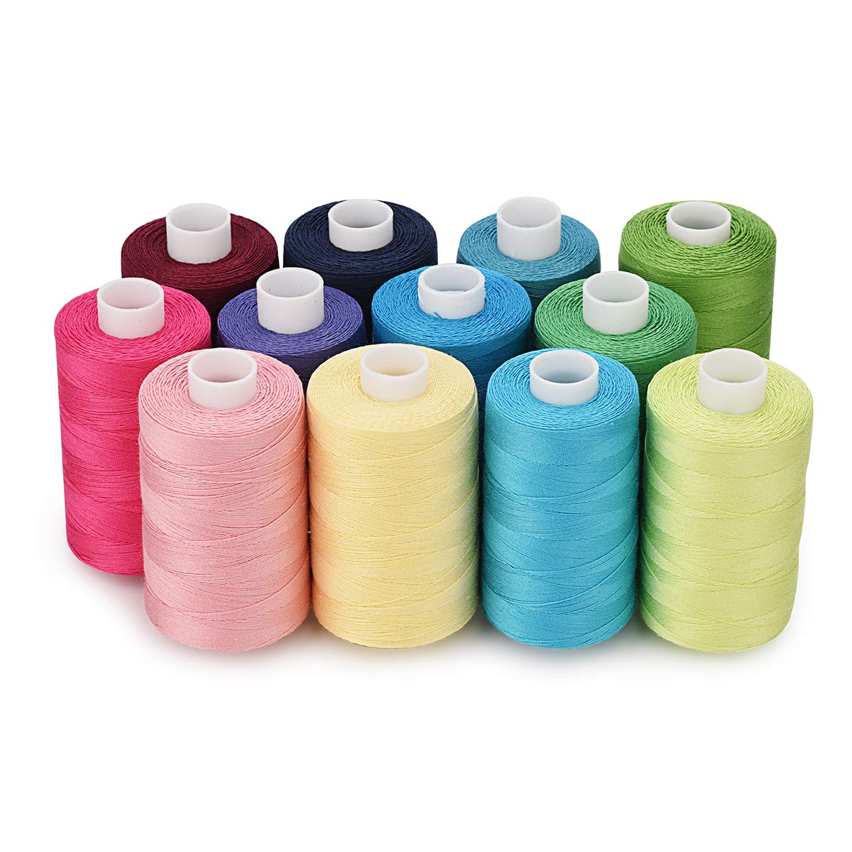 Simthread 12 Colors All Purposes Cotton Quilting Thread for Piecing Sewing Appliqué Embroidery etc