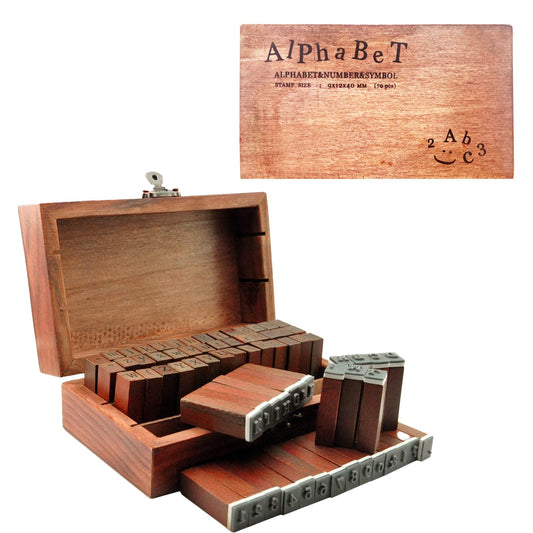 UCEC 70pcs Alphabet Stamps for Clay, Rubber Letter Stamps for Crafting, Wooden Letter Number and Symbol Stamp Set for Scrapbooking Supplies DIY Craft Card Making