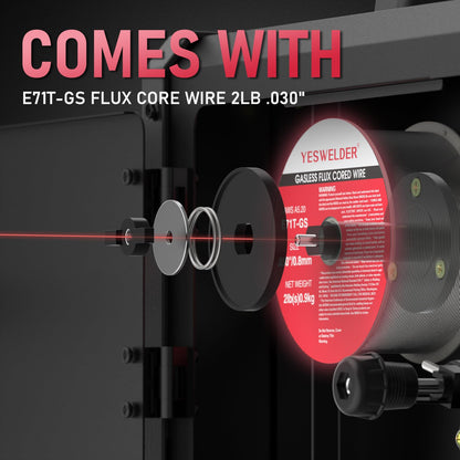 YESWELDER 135Amp MIG Welder,110V Flux Core Welder Flux Core MIG/Lift TIG/Stick 3-in-1 Large LED Digital Display Welding Machine IGBT Inverter Welder FLUX-135PRO