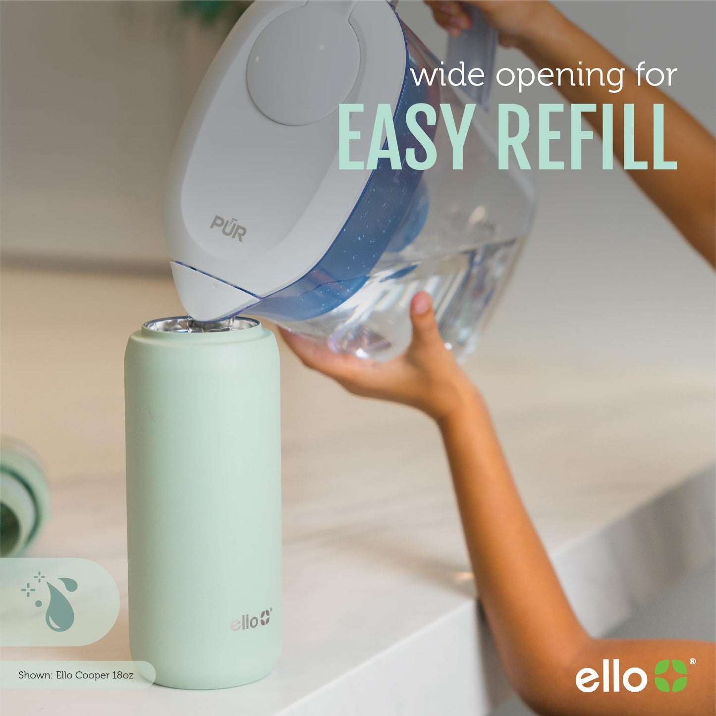 Ello Cooper 22oz Stainless Steel Water Bottle with Straw and Carry Handle, Double Walled and Vacuum Insulated Metal, Leak Proof Locking Lid with Soft Silicone Spout, Reusable, BPA Free, Lilac