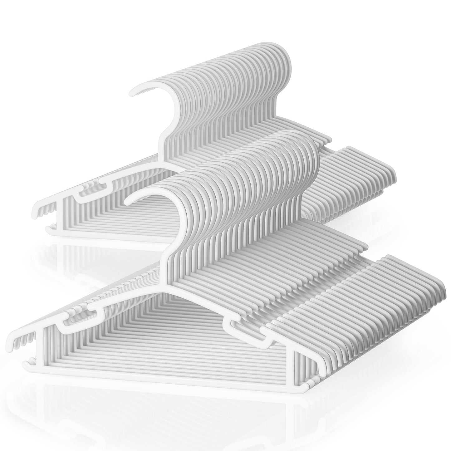 VILICK Kids Plastic Hangers, Baby Clothes Hangers for Closet 50 Packs Non-Slip Toddler Hangers for Infant Child Clothing, Small Children, for Pants Coats Skirts (White)