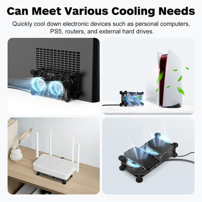 ELUTENG Dual Cooling Fan - Whisper Quiet 80mm USB With 3 Adjustable High Speed USB Port - Heatsink Compatible for PS4, PS5, Router, Laptop, PC, Xbox Cooling Electronics