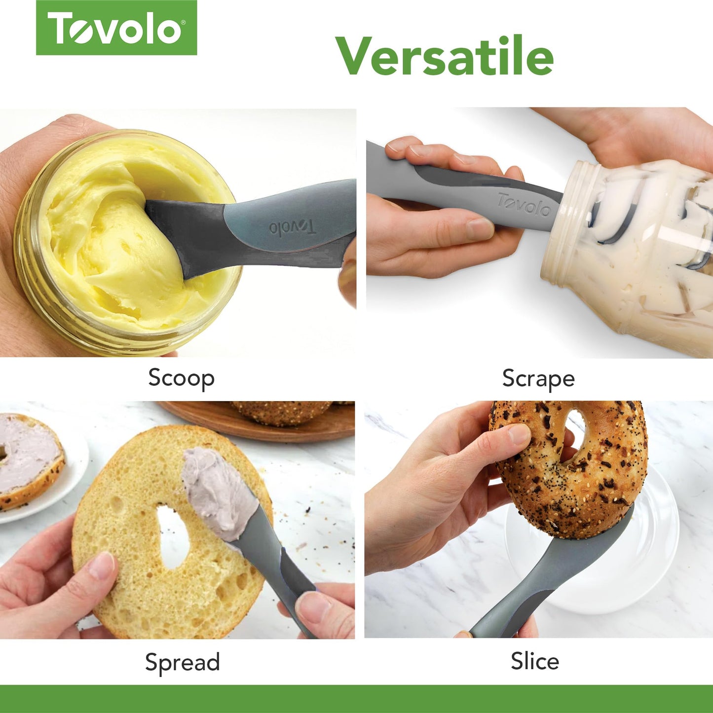 Tovolo Scoop & Spread Tool – Dual-Ended Silicone & Nylon Kitchen Utensil for Spreading, Scraping, Scooping, Slicing – BPA-Free, Heat-Resistant, Dishwasher Safe