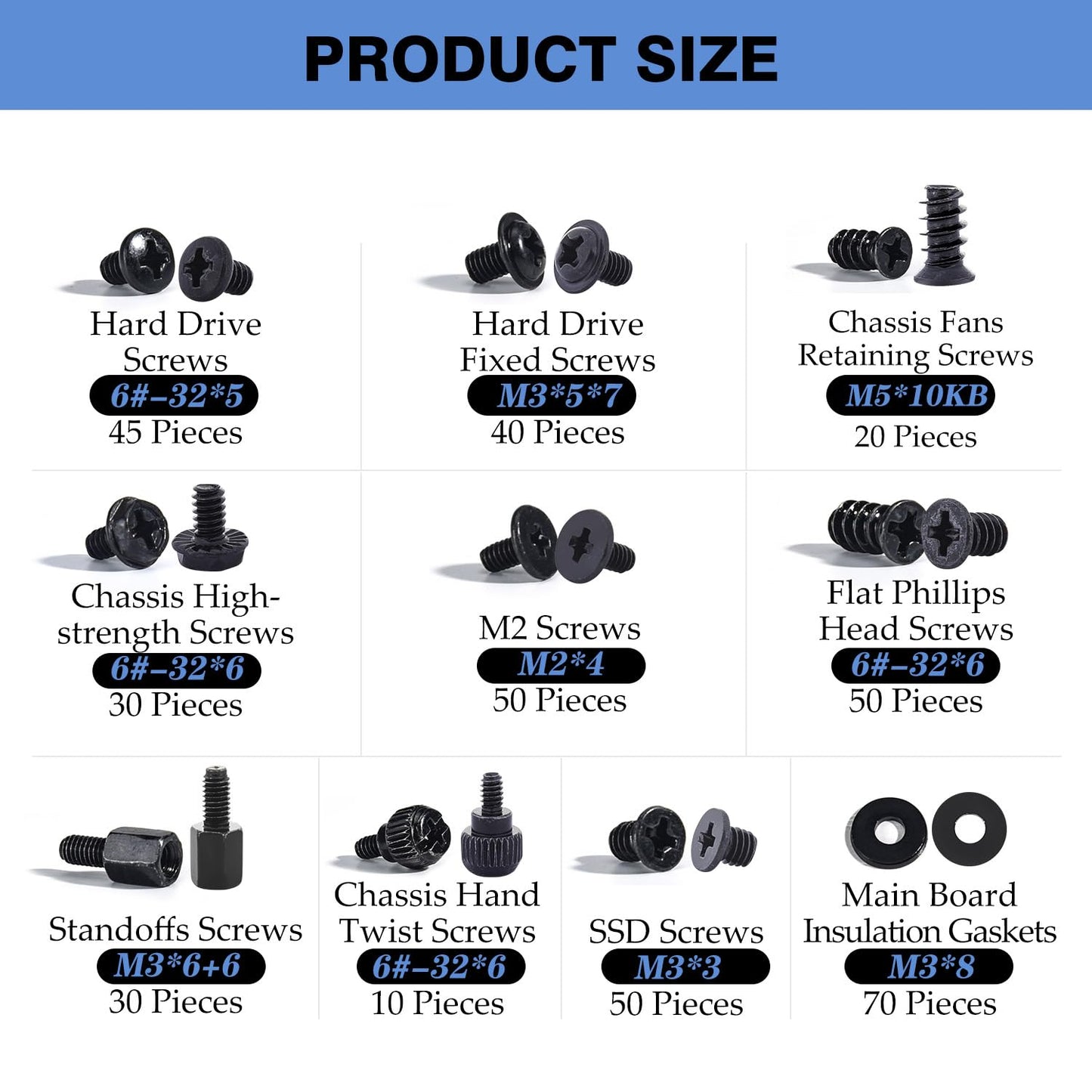 400PCS Computer Screws Motherboard Standoffs Assortment Kit for Universal Motherboard, HDD, SSD, Hard Drive,Fan, Power Supply, Graphics, PC Case for DIY & Repair