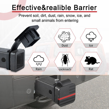 SINGARO 2 Inch Universal Flag Tow Hitch Covers, Trailer Hitch Cover Tube Plug Insert, Car Exterior Accessories, Receiver Tube Hitch Plug（American Flag-Red）