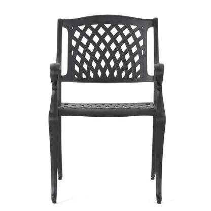 Christopher Knight Home Hallandale Outdoor Cast Aluminum Chairs, 2-Pcs Set, Antique Matte Black