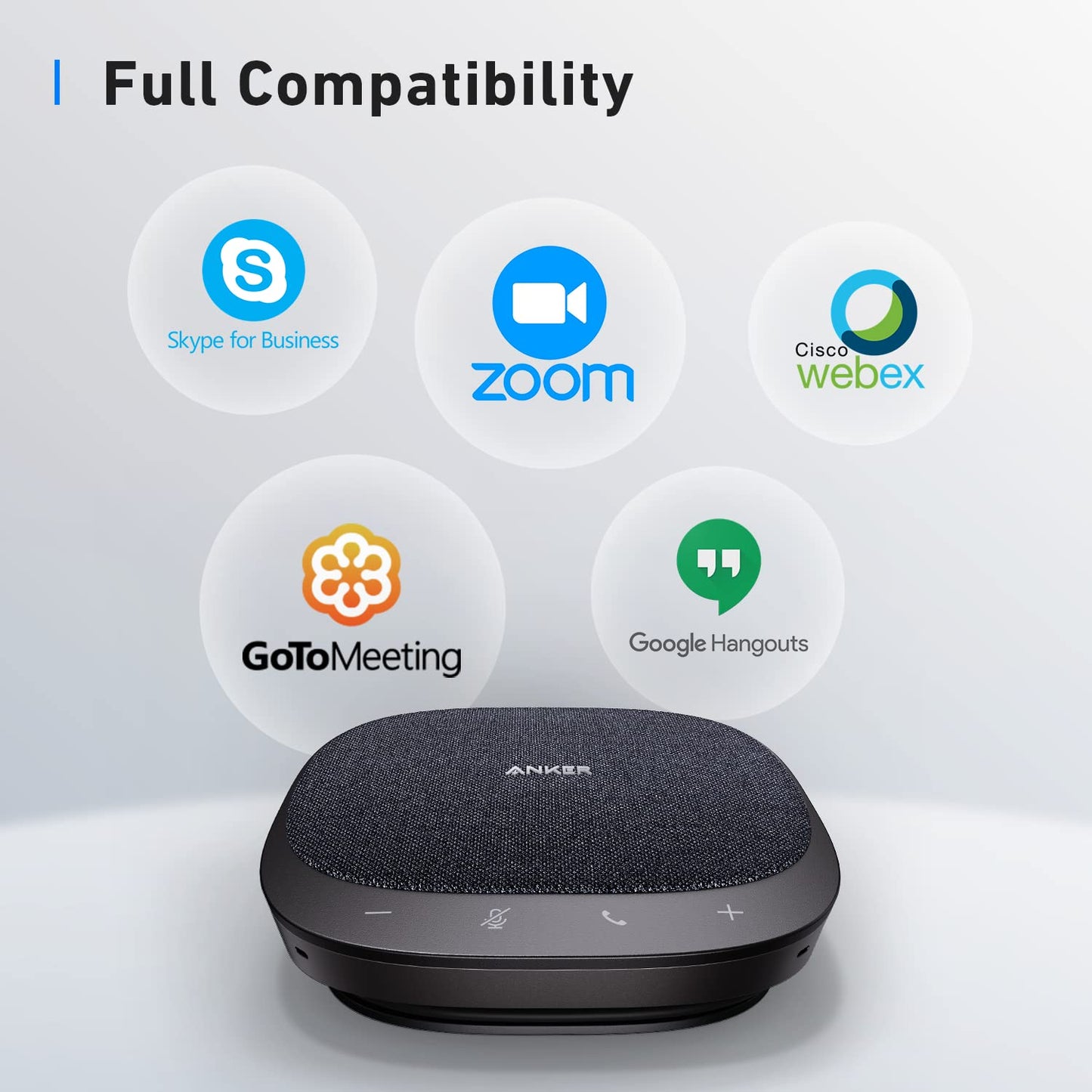 Anker PowerConf S330 USB Speakerphone, Conference Microphone for Home Office, Smart Voice Enhancement, Plug and Play, 360° Voice Coverage, Powerful Sound, Desktop PC Speaker, Online Meetings