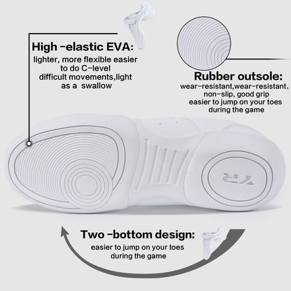 Smapavic Cheer Shoes for Youth Girls White Cheerleading Athletic Dance Shoes Tennis Sneakers for Competition Sport Training 1 Little Kid