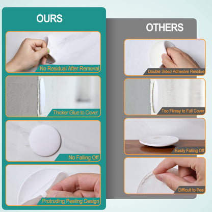 [3.15"] Door Stoppers Wall Protector, 6 Pcs Large White Silicone Door Bumpers with Strong Thickened Adhesive,Shock Absorbent Door Knobs Wall Protectors to Cover up Damage and Protect Wall Surfaces