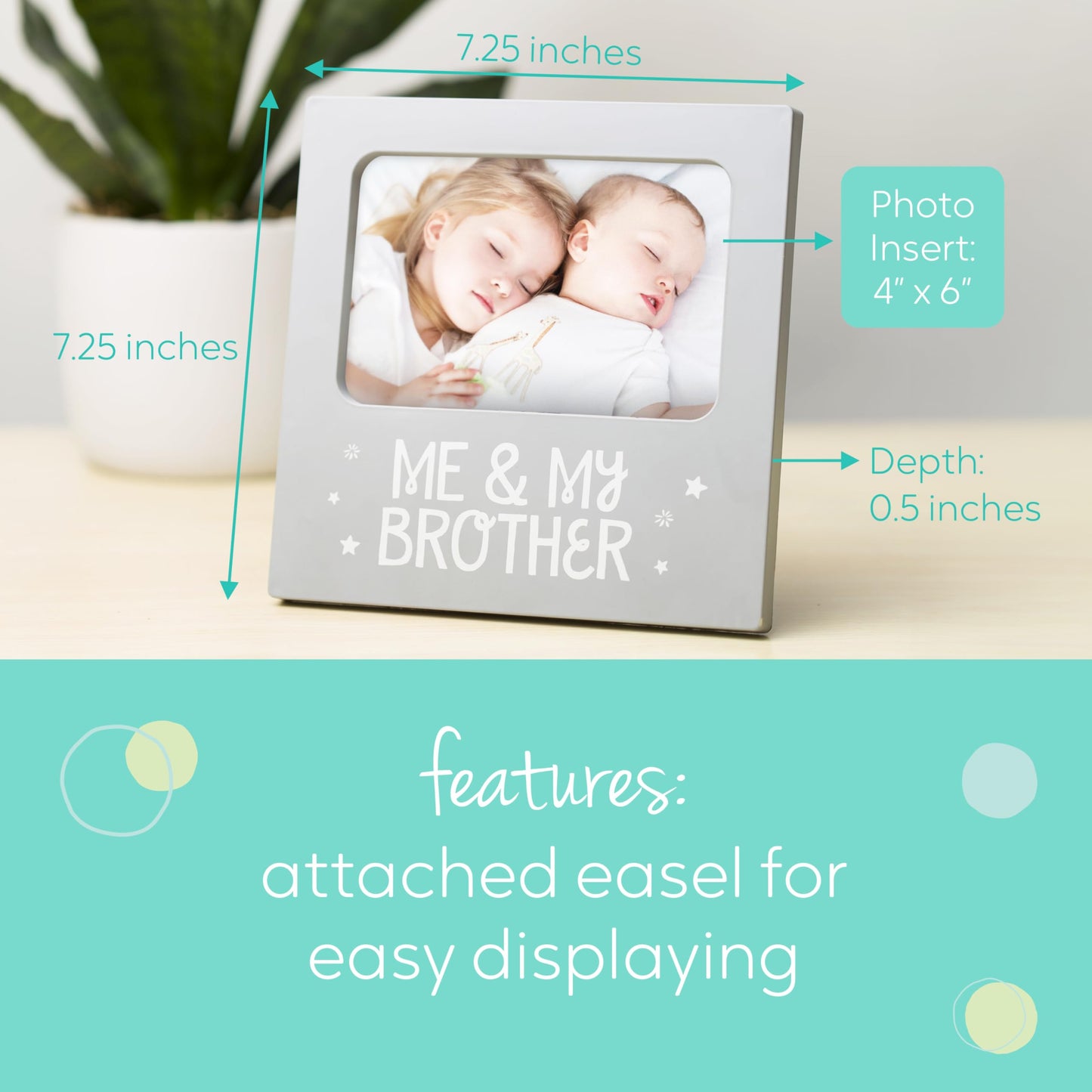 Tiny Ideas Me and My Brother Picture Frame, Christmas Photo Picture Frame, Sibling Keepsake, Ideal Big Brother Gift, Shower Gift and Gender Neutral Nursery Decor, Gray