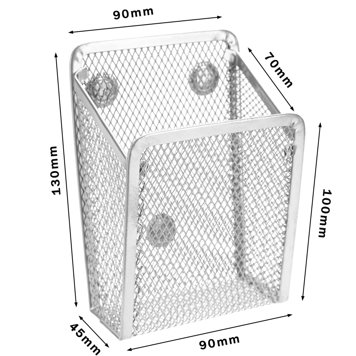 Sanpaint Magnetic Pencil Holder,Mesh Stainless Steel Pen Basket, Metal Writing Utensil Storage Organizer for Whiteboard,Blackboard,Kitchen, Locker, Home, or Office