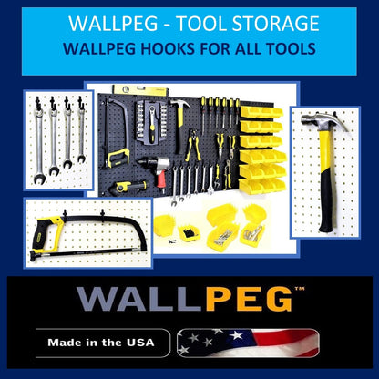 WallPeg 100Pcs Pegboard Accessory Peg Hook Set – Durable, Self-Locking Black 1/4" J-Style FlexLock Peg Hooks for Hanging Tools, Storage, and Wall Organization