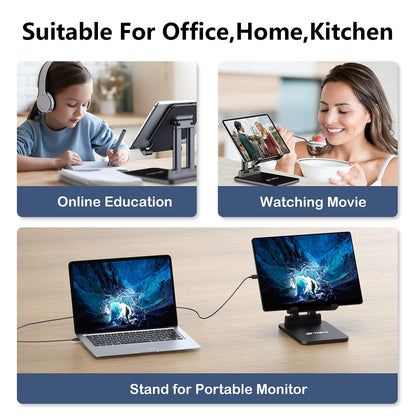 TriPro Tablet Stand -Portable Monitor Stand,4.72" Wide, Adjustable & Foldable, Super Sturdy,Tablet Holder for Desk Compatible with iPad/Tablets/Portable Monitor 7"-15.6"