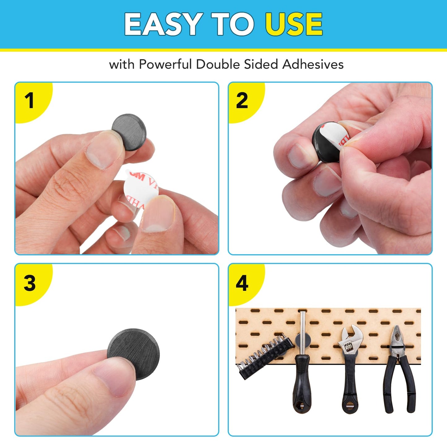 TRYMAG Small Flexible Magnets Round Disc 18x3mm for Crafts with Adhesive Backing, 20Pcs Tiny Flat Circle Ferrite Industrial Magnets for Office, Classroom, Science, Hobbies, Project - 0.7Inch