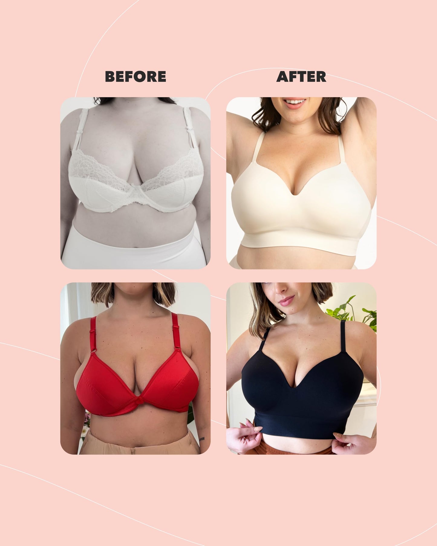 SHAPERMINT Bras for Women - Lingerie Bra, Bralettes for Women with Support, No Underwire Plus Size Bras for Women Nude