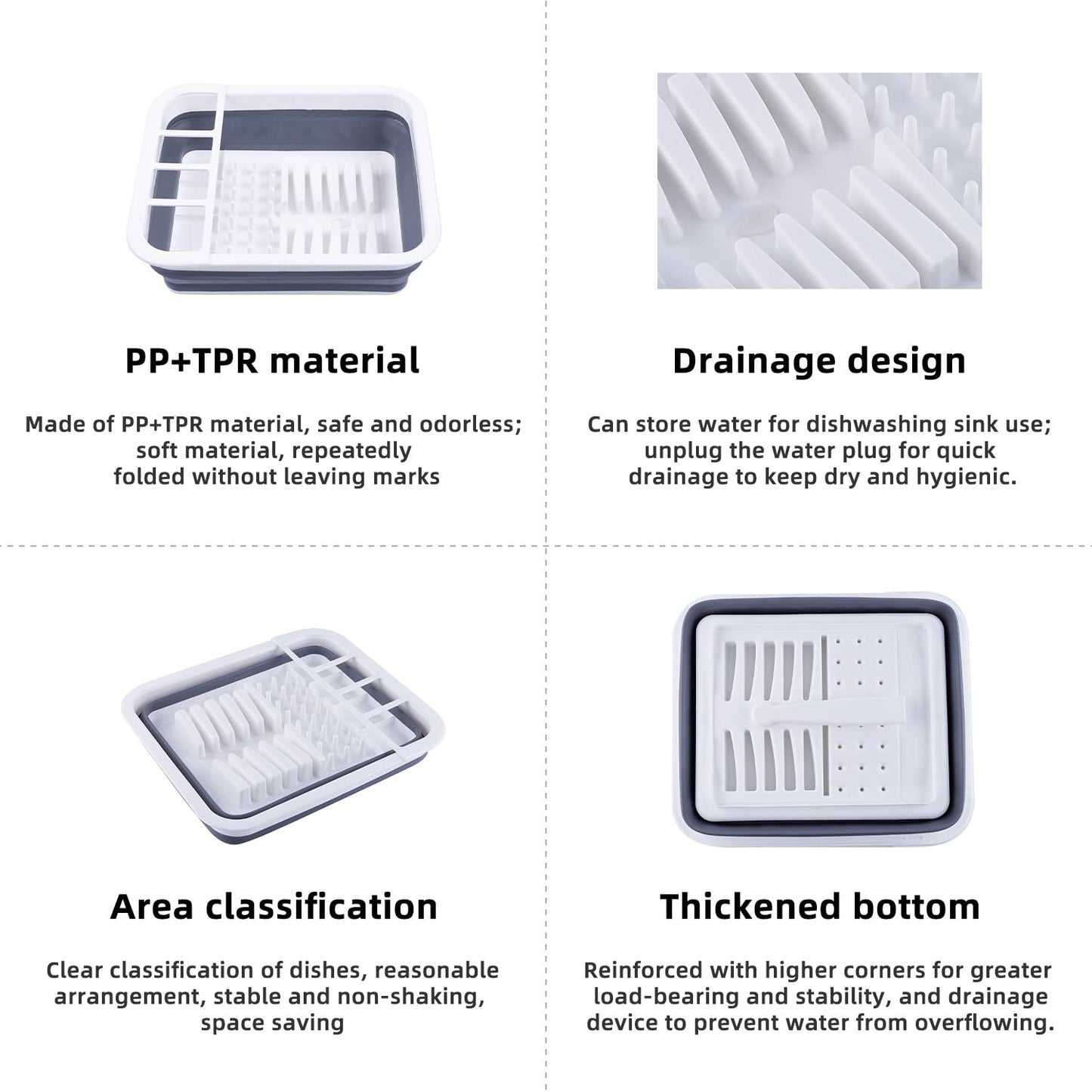 THANSTAR Collapsible Dish Drainer Portable Dinnerware Drainer Organizer for Kitchen RV Campers Travel Trailer Space Saving Kitchen Storage Tray