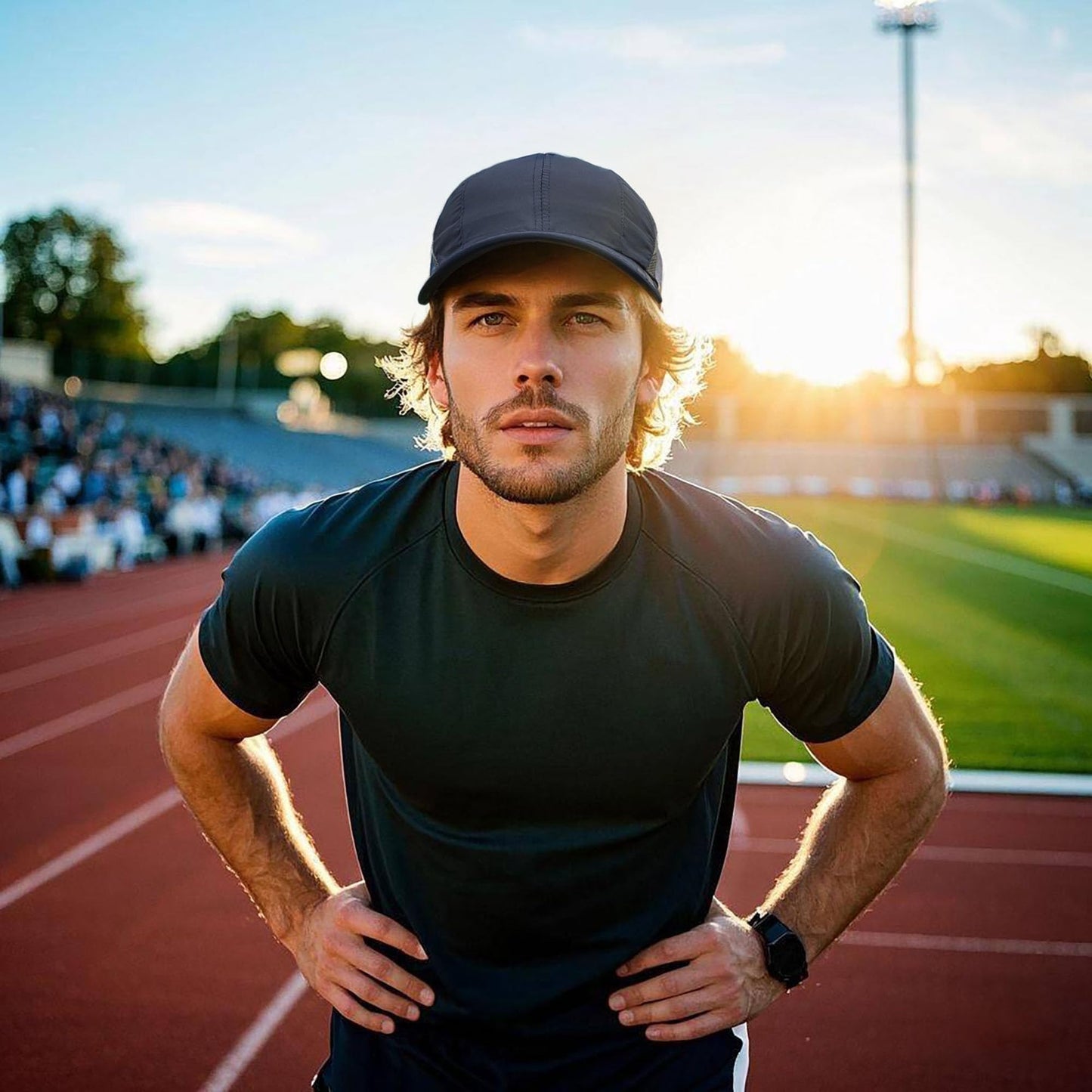 CLAPE Running Performance Hat Outdoor Sports UV Protection Baseball Cap Ultra Thin Lightweight Waterproof Quick Dry Portable Mesh Hat Dark Blue