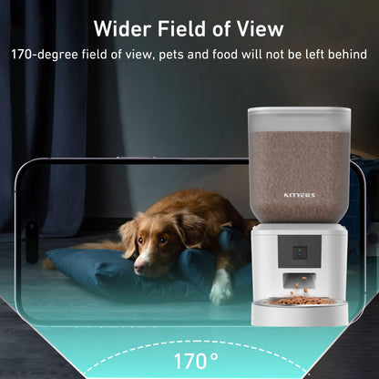 Automatic Dog & Cat Feeder with Camera & WiFi – 8L/34 Cups, 1080P Night Vision, 2.4 & 5G WiFi, 2-Way Talk, 10s Voice Recording, Timed Food Dispenser, Up to 99 Portions, 15 Meals Per Day