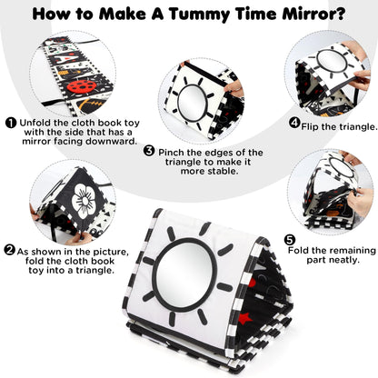 URMYWO Black and White Baby Toys, Tummy Time High Contrast Newborn Toys 0-3 Months, Soft Baby Book, Visual Stimulation Montessori Sensory Infant Toys 0-6-12 Months, Shower Gift for Boys Girls