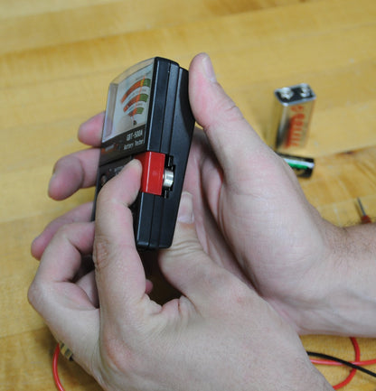 Gardner Bender GBT-500A Analog 1.5 V Button Cell/22.5 Photo/AA/AAA/12 V/9 V/Lantern Cells & More, Leads Battery Tester,14 Battery Range, Black