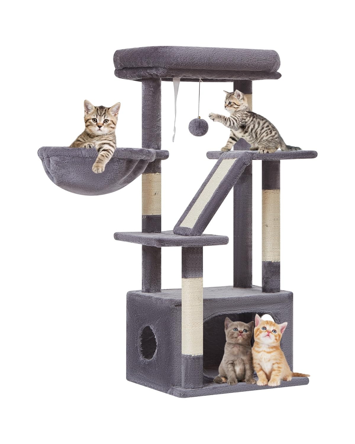 Taoqimiao Cat Tree,38.5-Inch Cat Tower for Indoor Cats,Suitable for Kittens with Luxurious cat condo with Adjustable Baskets and Luxurious Perch MS029SG Smoky Gray