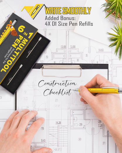 Stocking Stuffers for Men Multitool Pen, Birthday Gifts for Dad Husband Him, Father's Day Gifts from Daughter and Son, Cool Gadgets and Gift Ideas for Construction Engineers, Woodworkers, Carpenters