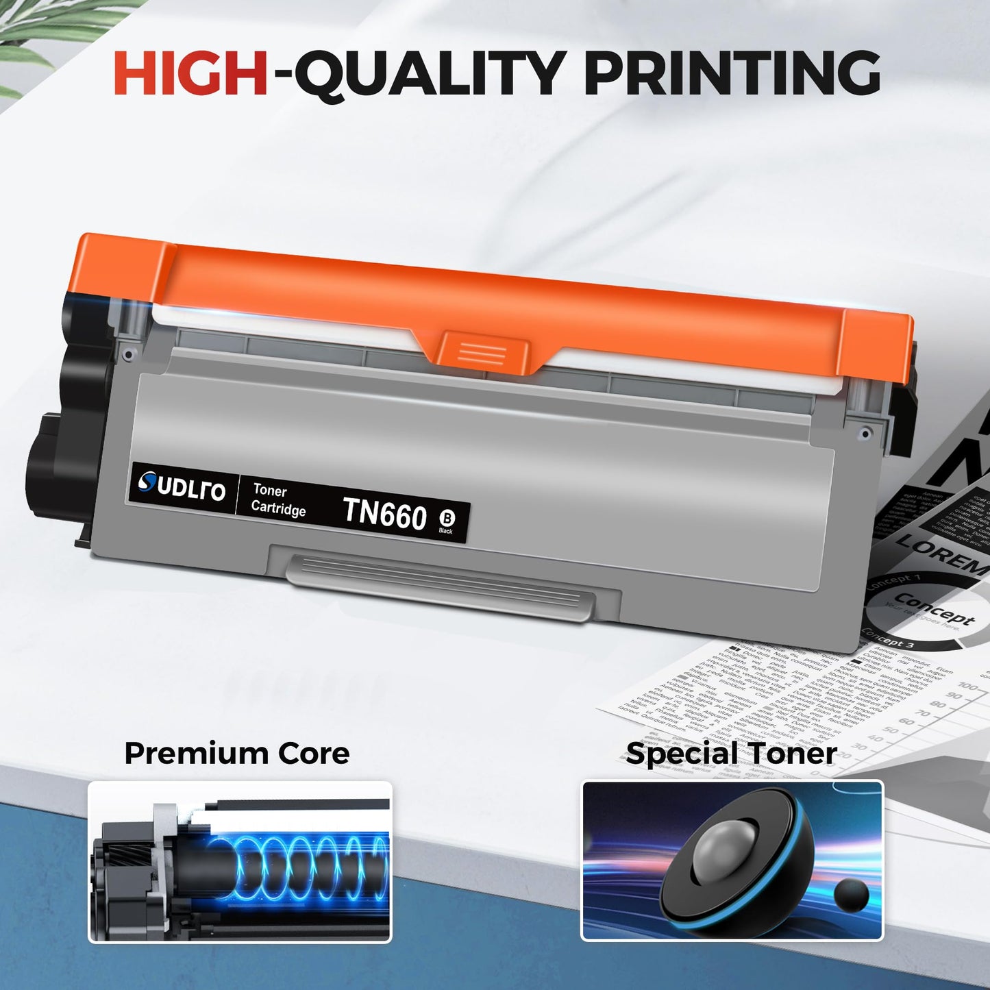 SUDLTO Compatible Toner Cartridge Replacement for TN660 TN630 TN-630 TN-660 Use for HL-L2300D HL-L2380DW HL-L2320D DCP-L2540DW HL-L2340DW HL-L2360DW HL-L2305W (2 Black)