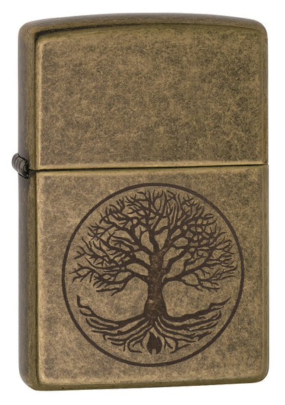 Zippo Tree of Life Pocket Lighter, Antique Brass, One Size (29149)