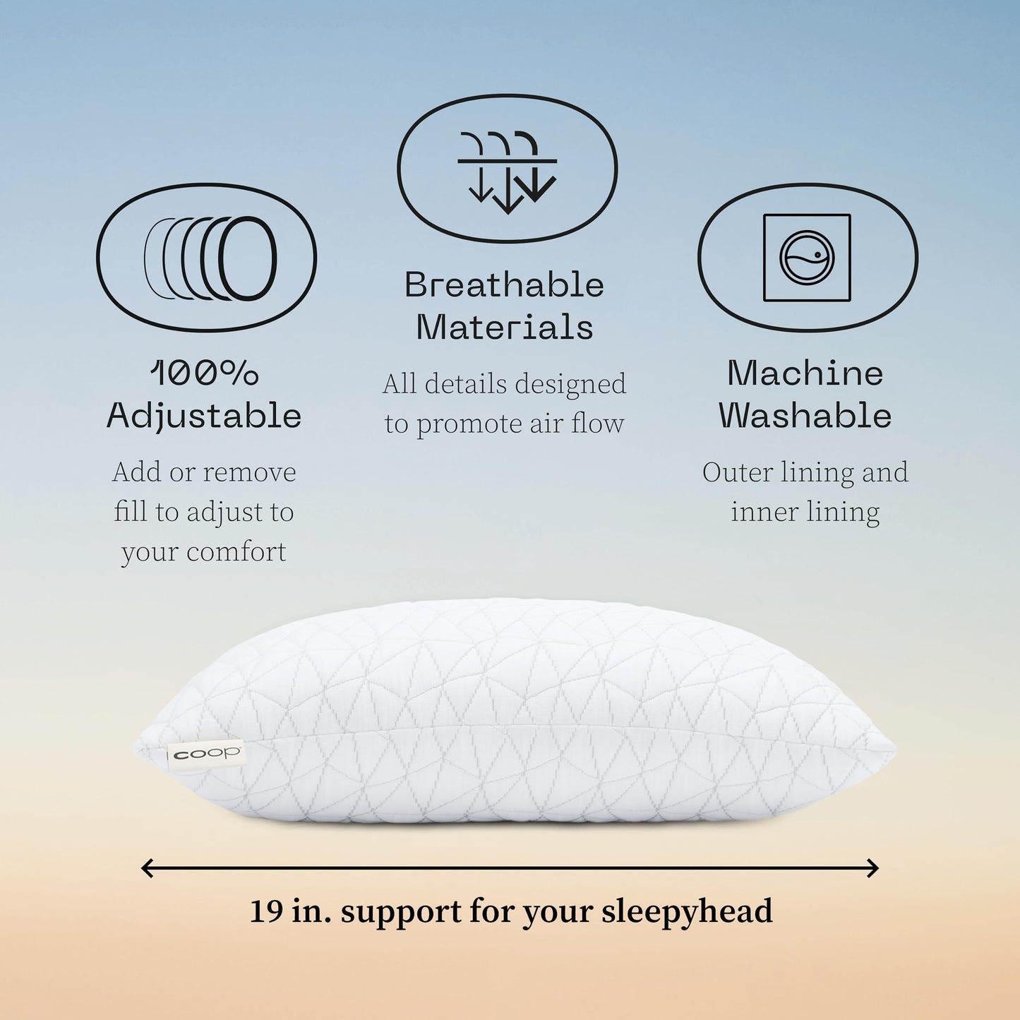 Coop Home Goods Original Toddler Adjustable Pillow, Soft, Breathable, Washable Mini Bed Pillow for Kids with Premium Memory Foam and Zippered Cover, CertiPUR-US/GREENGUARD Gold