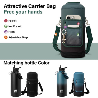 DYSANKY Insulated Water Bottle | Thickened Stainless Steel for Gym and Hiking with Straw, Carrier Bag, Handle Strap | BPA-Free 87 oz