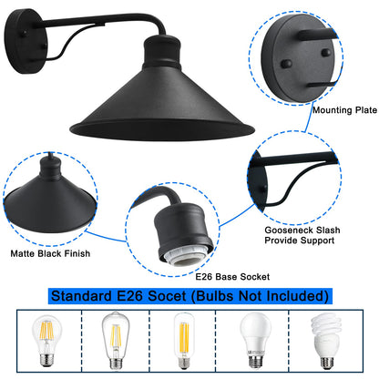 VICTOGATE 1 Pack Outdoor Wall Lights Wall Mount for House, Front Porch Wall Light Fixtures Wall Mount, Farmhouse Wall Sconce, Classic Barn Lights Outdoor & Indoor-E26 Socket