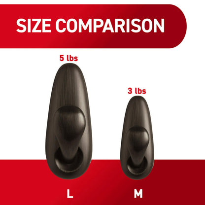 Command Medium Brushed Nickel Hooks, 2 Wall Hooks and 4 Command Strips, Damage-Free Hanging with Adhesive, No Tools Hanging Home and Room Decor, Holds up to 3 lb