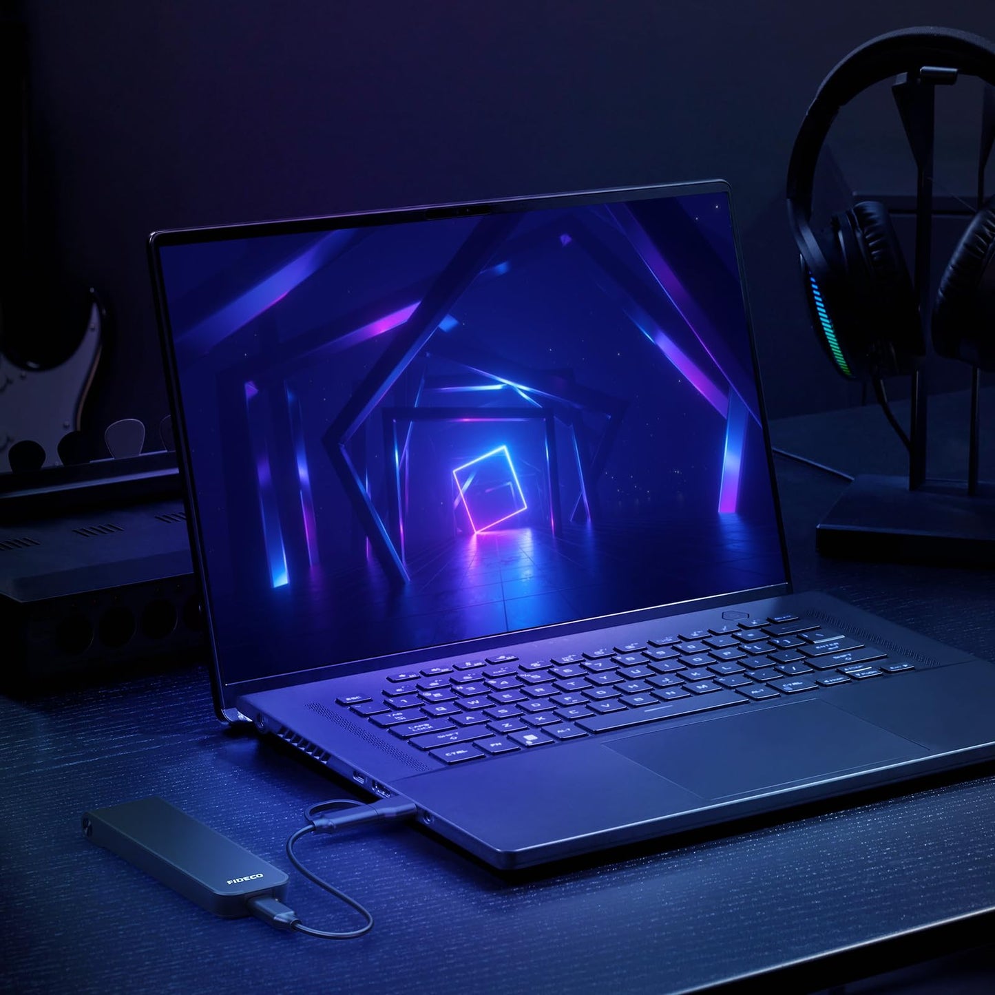 FIDECO M.2 NVMe SSD Enclosure, M.2 NVMe to USB Adapter, USB 3.2 Gen 2 (10Gbps) SSD Reader for M & M+B Key, Sandwich Style Design, Tool-Free Installation, Support UASP and Trim