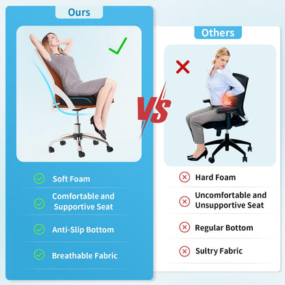 TranquilRelax Large Seat Cushion, Soft Foam Cushion for Long Sitting Hours on Office Chair, Home & Car, Non-Slip Chair Pad for Relieving Back & Sciatica & Hip & Coccyx Pain (Black)