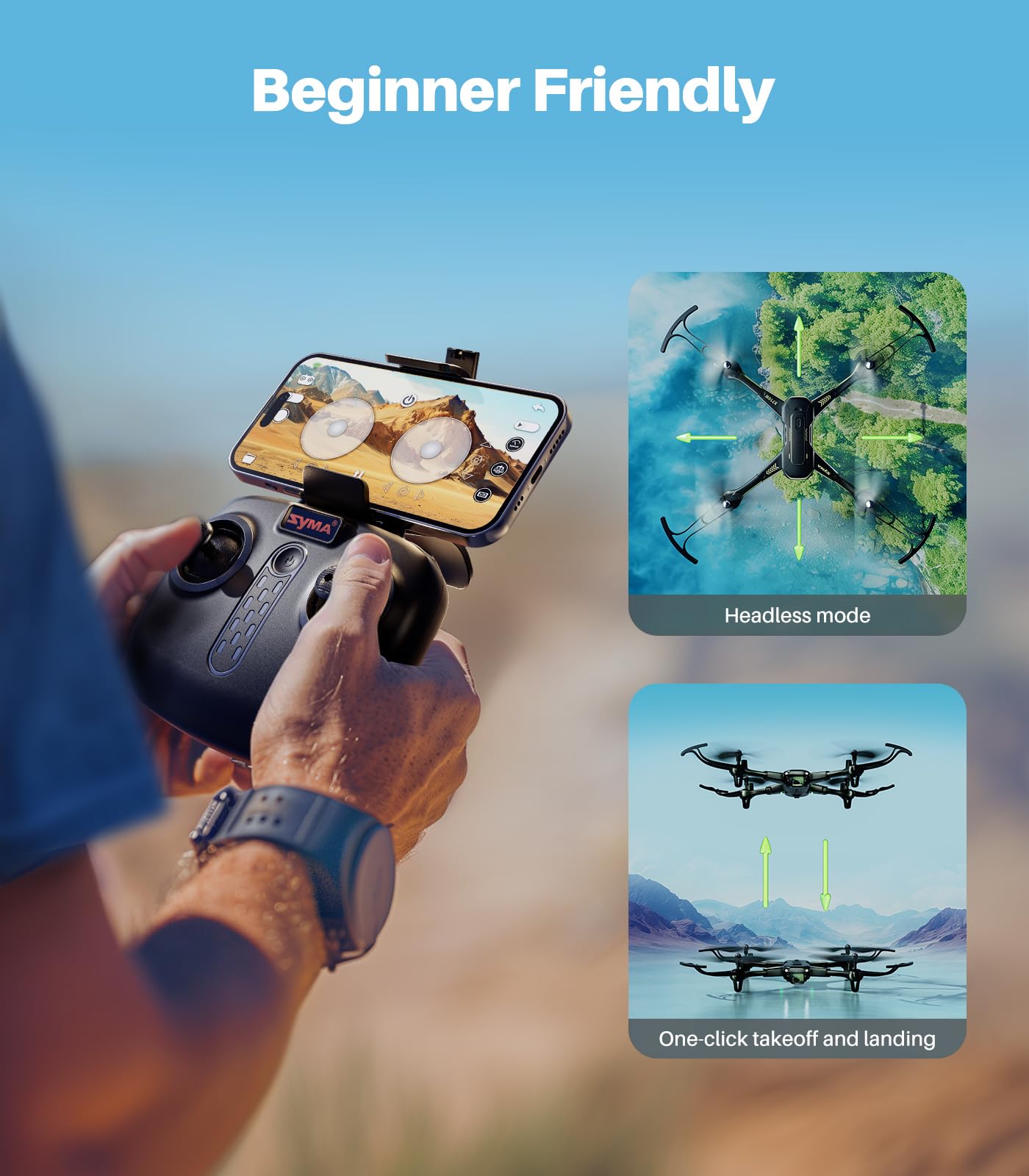 SYMA Drone with Camera for Adults, X710W FPV HD 1080P Camera Drone for Beginners, Foldable Quadcopter Toys Gifts with Optical Flow Positioning, Tap Fly, Headless Mode, 24Mins Long Flight Time