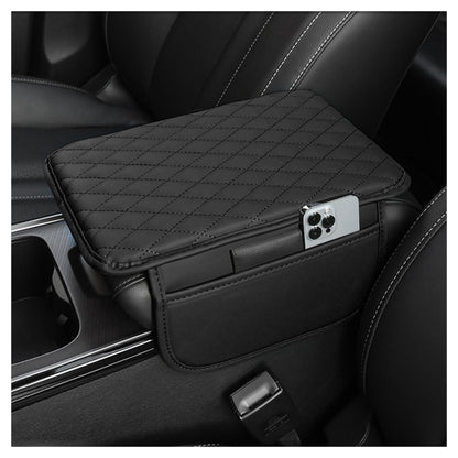 Upgraded Car Center Console Cover,Microfiber Leather Car Armrest Cover Cushion with 2 Storage Bags,Car Armrest Storage Box Car Interior Accessories for Most Vehicles (Black)