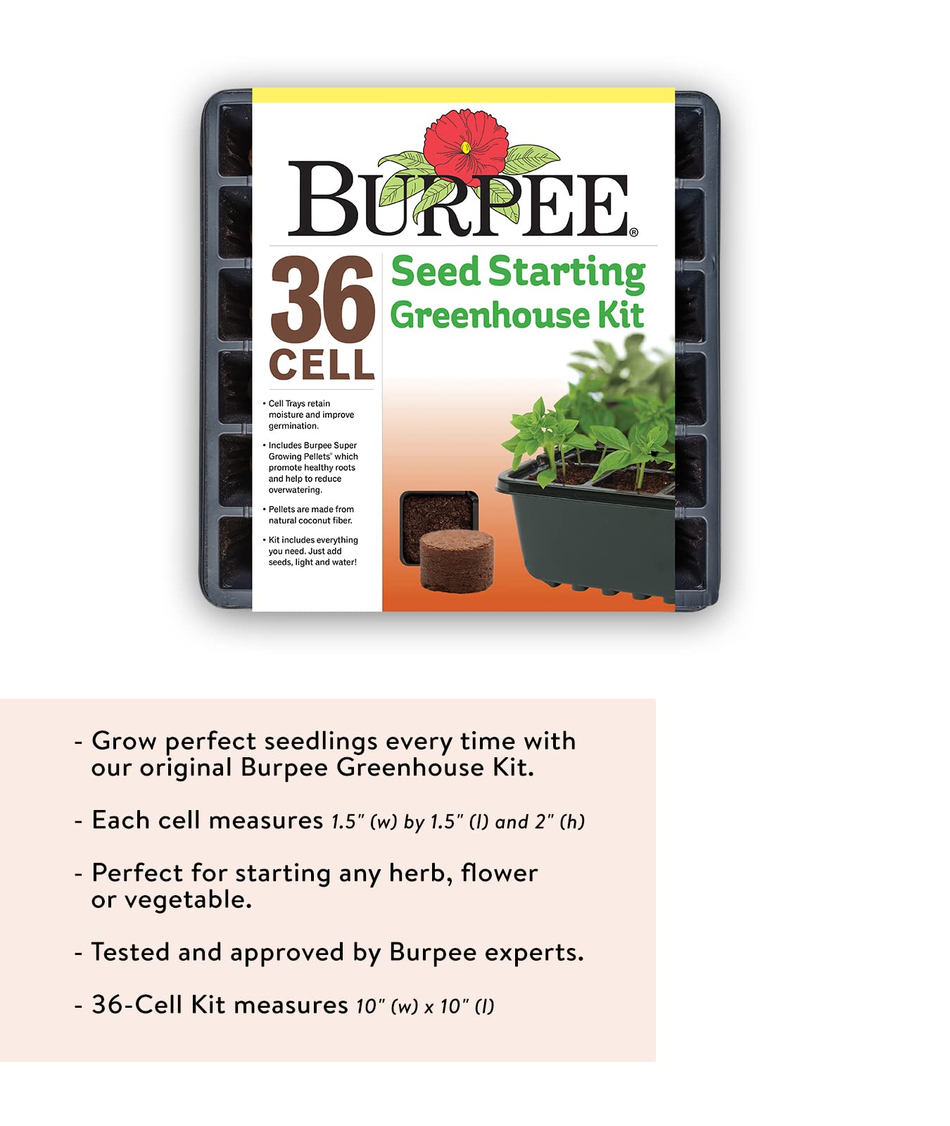 Burpee 36 Cell Seed Starting Kit, One Size, Model:Seed Starter Tray