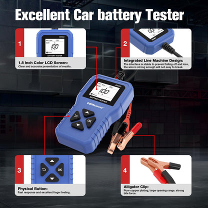 Car Battery Tester 6V 12V 24V Battery Voltage Tester, BR502 100-2000 CCA 2Ah-220Ah Internal Resistance Tester Automotive Accurate Digital Auto Battery Analyzer for Car Truck Marine Motorcycle SUV Boat