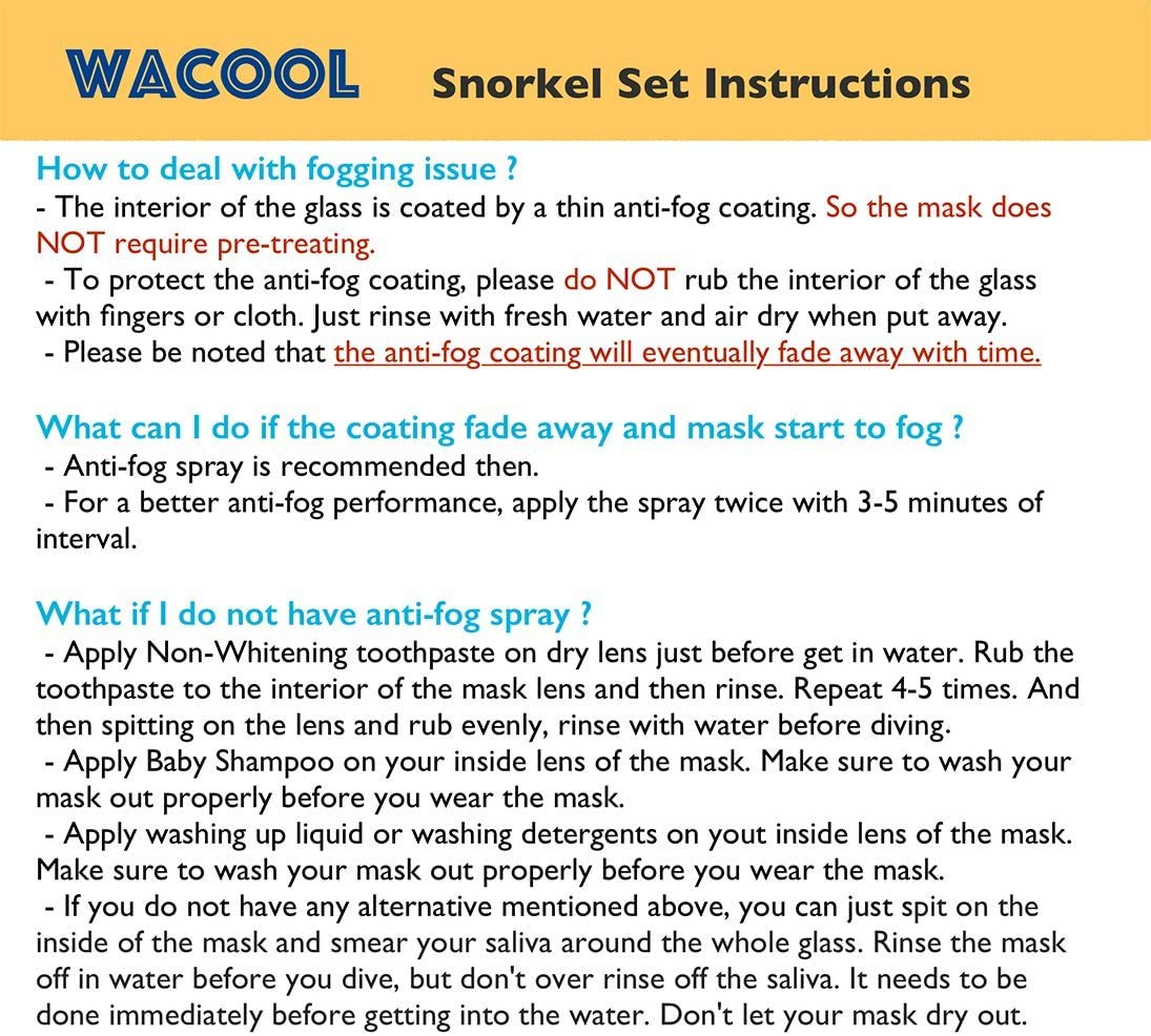 WACOOL Snorkeling Snorkel Diving Scuba Package Set Gear for Kids Youth Junior Anti-Fog Coated Glass with Silicon Mouth Piece Purge Valve and Anti-Splash (SkyBlue)