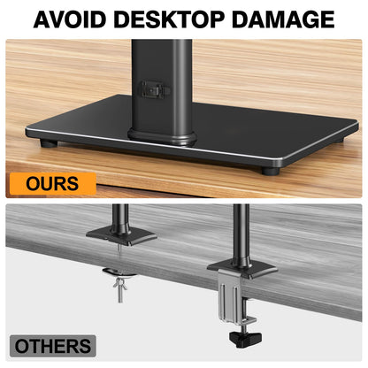 Single Monitor Stand VESA Mount for 13-32 Inch Screens, Free-Standing Monitor Riser with Swivel Tilt Rotation Height Adjustable, Universal Desk Stand up to 44lbs, VESA 75x75, 100x100mm