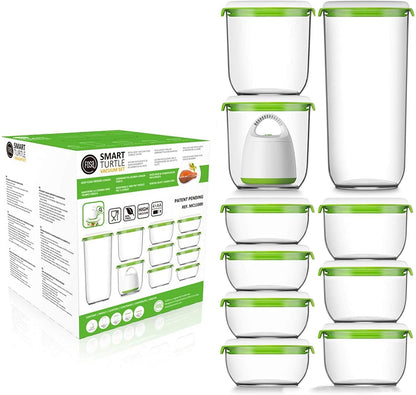 FOSA Vacuum Seal Food Storage System Reusable Container Deluxe Set with Vacuum and 10 Reusable containers