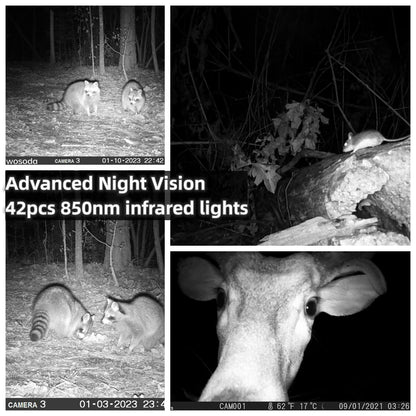 WOSODA 2 Pack Trail Camera with Night Vision Motion Activated Waterproof,30MP Hunting Game Camera,1080P HD Trail Cam with SD Card for Wildlife Monitoring,Outdoor Scouting & Security