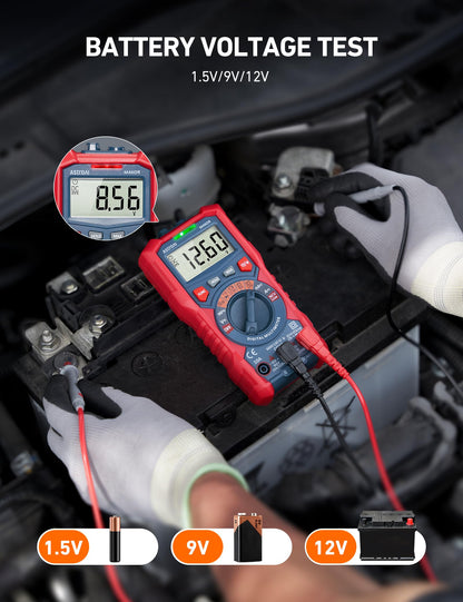AstroAI Multimeter Tester, TRMS 4000 Counts Volt Meter Auto-Ranging Ohmmeter Digital 1.5v/9v/12v Battery Voltage Tester Measure Voltage Current Resistance Diodes Continuity Capacitance with NCV