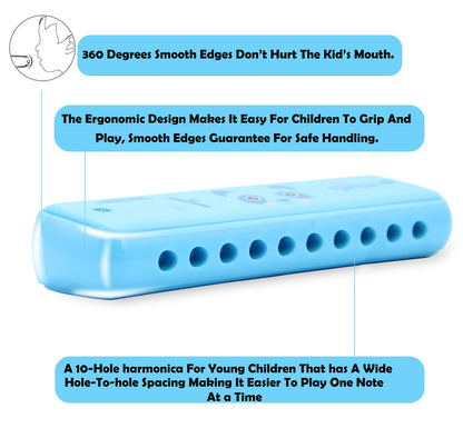 Crafteem Color Blues Harmonica, Key of C for Kids, Children, Toddler and Beginners,10 Hole 20 Tones Musical Instrument Toy Gift