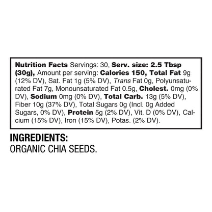 BetterBody Foods Organic Chia Seeds 2 lbs, 32 Oz, with Omega-3, Non-GMO, Gluten Free, Keto Diet Friendly, Vegan, Good Source of Fiber