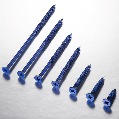 WenSilon(30 PCS) 3/16" x1-1/4 Concrete Screw Anchor Blue Flat Head for Anchoring to Masonry, Block or Brick Stucco