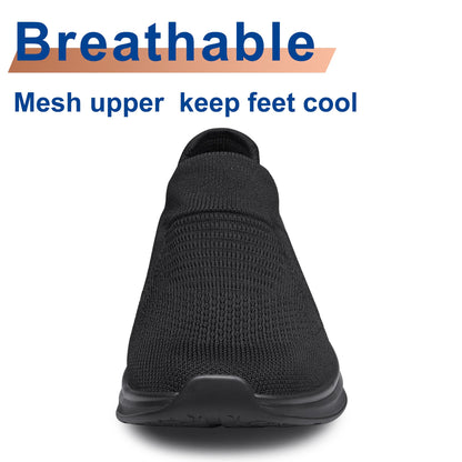 Womens Walking Shoes Non Slip Running Shoes Breathable Workout Shoes Lightweight Gym Sneakers Zapatos para Mujer Black Size 7