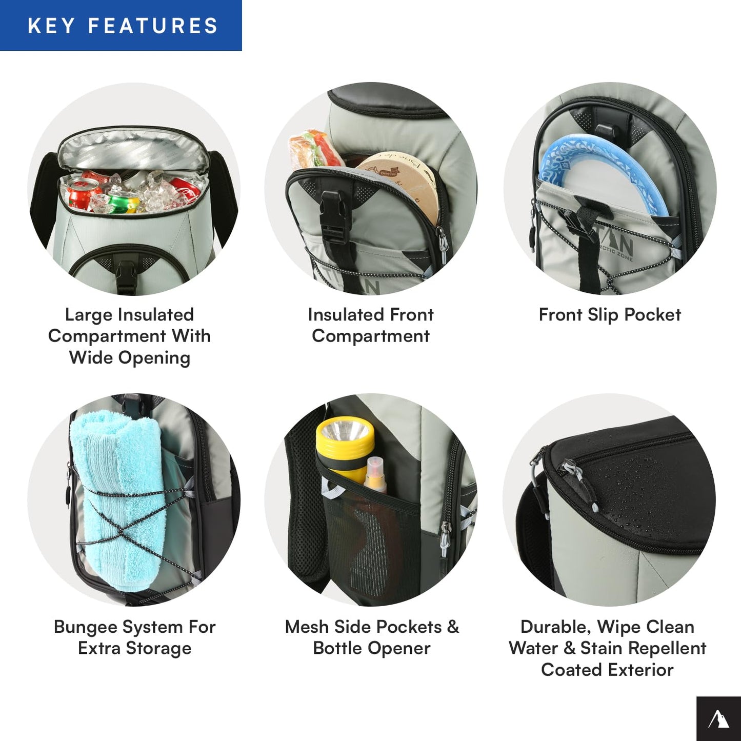 Titan Deep Freeze Backpack Cooler 24 Can Cooler Bag Insulation, Seagrass