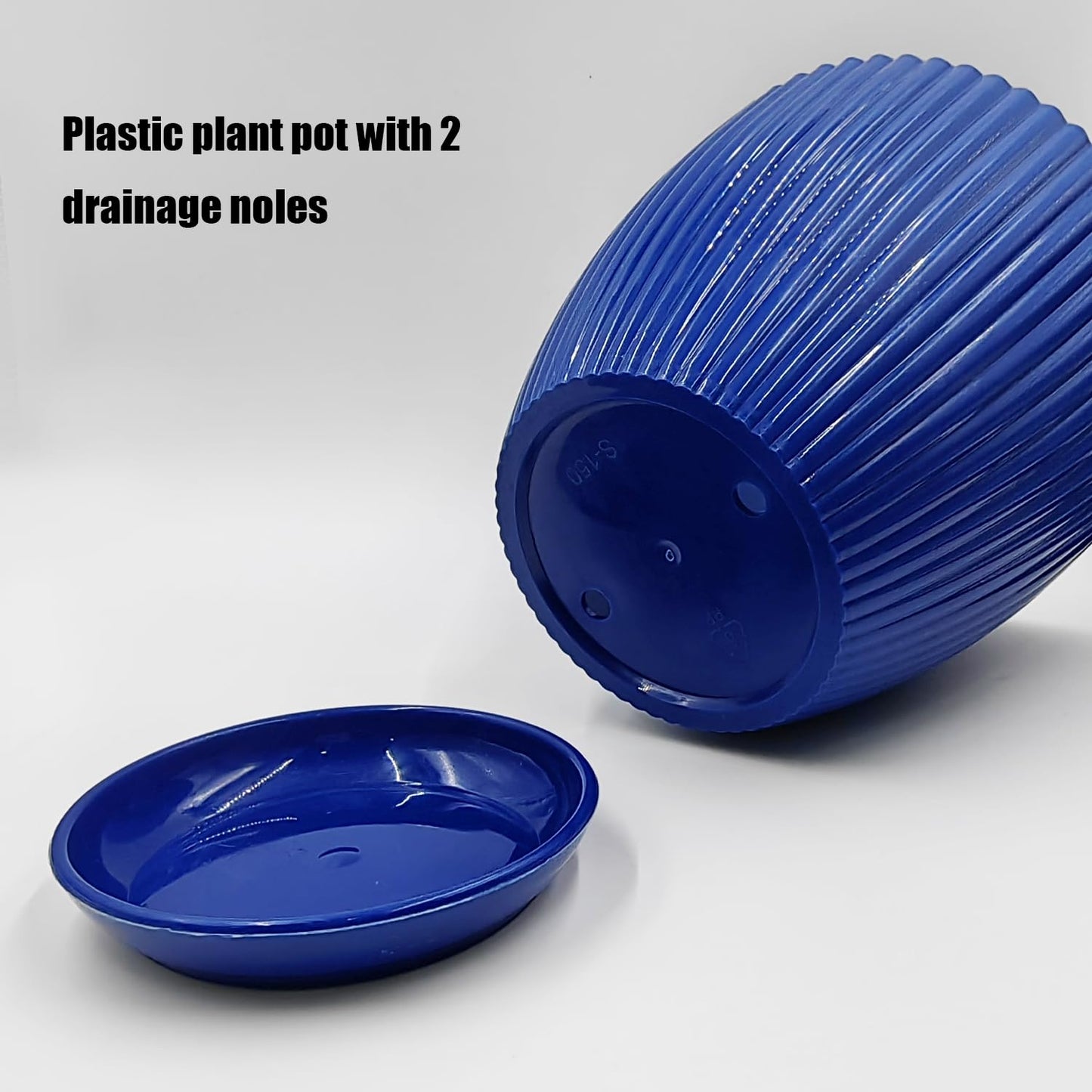 RooTrimmer 7.5/6.5/5.5/4.9/4.2/3.5 Inch Plant Pots with Saucers & Drain Holes - Indoor/Outdoor Flower Pots for Succulents, Herbs, Cactus - Modern Lightweight Durable Planter Set, Blue