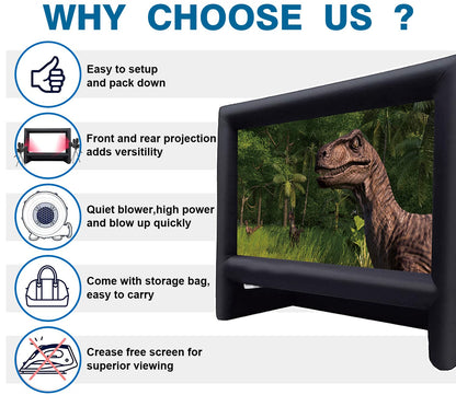 XHYCPY 20 Feet Inflatable Projector Screen Outdoor Inflatable Movie Screen with Air Blower Storage Bag, Easy Set Up Blow Up Screen for Backyard Movie Night, Theme Parties, Celebrations